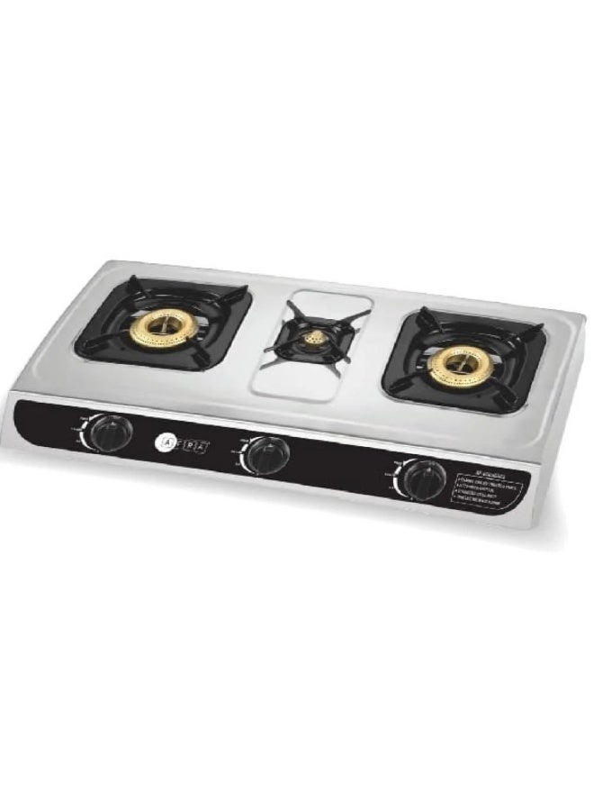 دينكس موقد غاز بسطح زجاجي بثلاث شعلات بإشعال تلقائي وشعلة حديد زهر بتصميم أنيق - Image 1