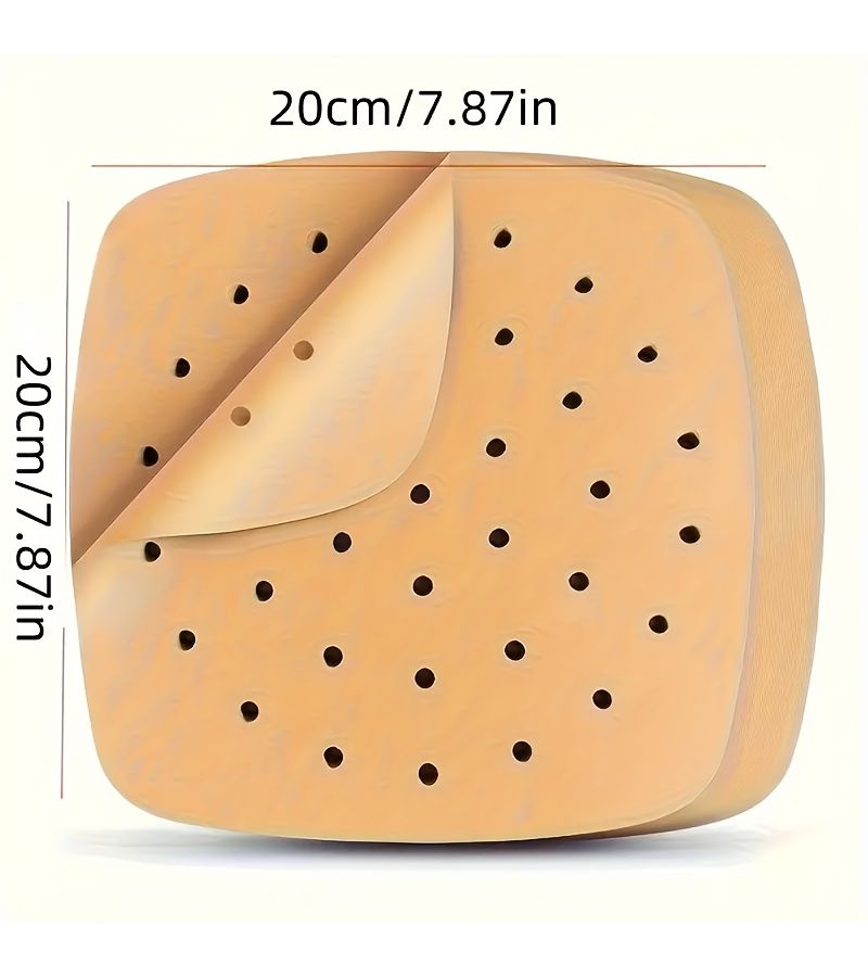 50 Pieces Natural Color Perforated Parchment Paper for Air Fryer Dishwasher Safe Square - Image 3