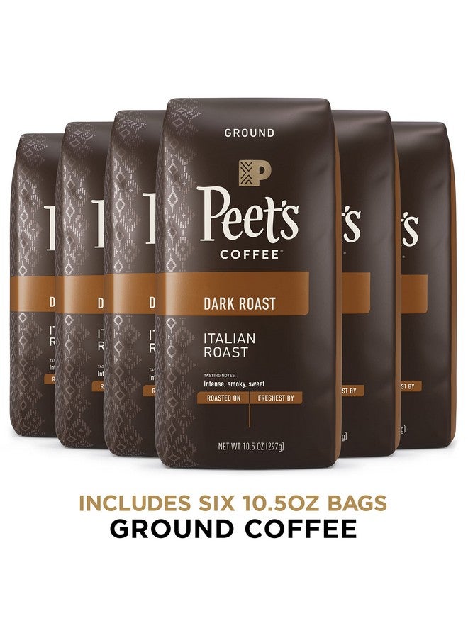 Peet's Coffee Peet’s Coffee, Dark Roast Ground Coffee - Italian Roast 63 Ounces (Six Bags of 10.5 Ounce)  - Image 2