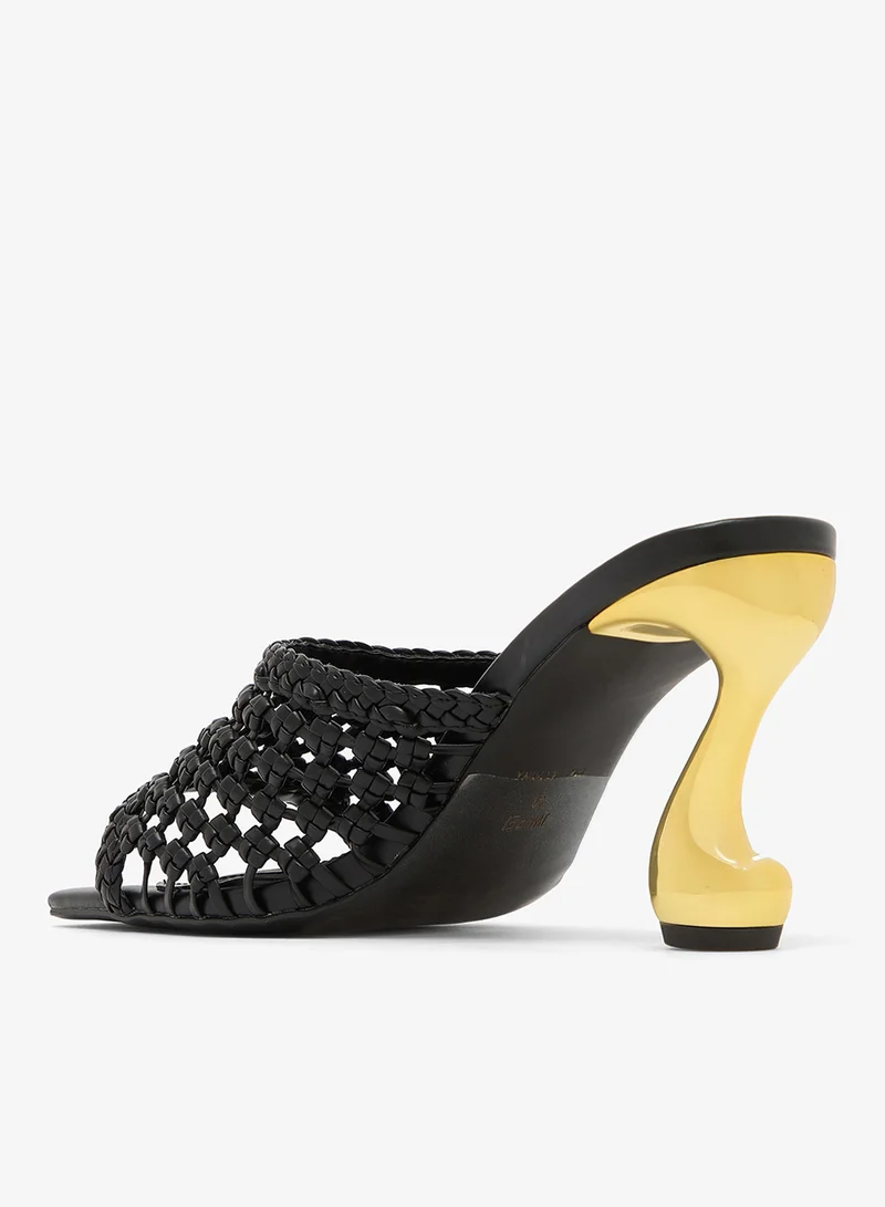 Jw Pei Black Hannah Woven Heels for Women | Best Price UAE
