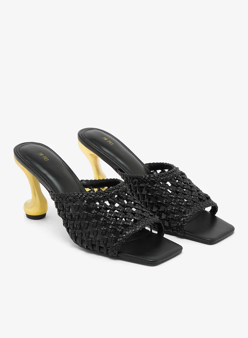 Jw Pei Black Hannah Woven Heels for Women | Best Price UAE