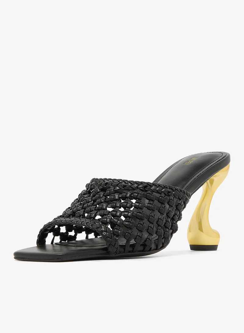 Jw Pei Black Hannah Woven Heels for Women | Best Price UAE