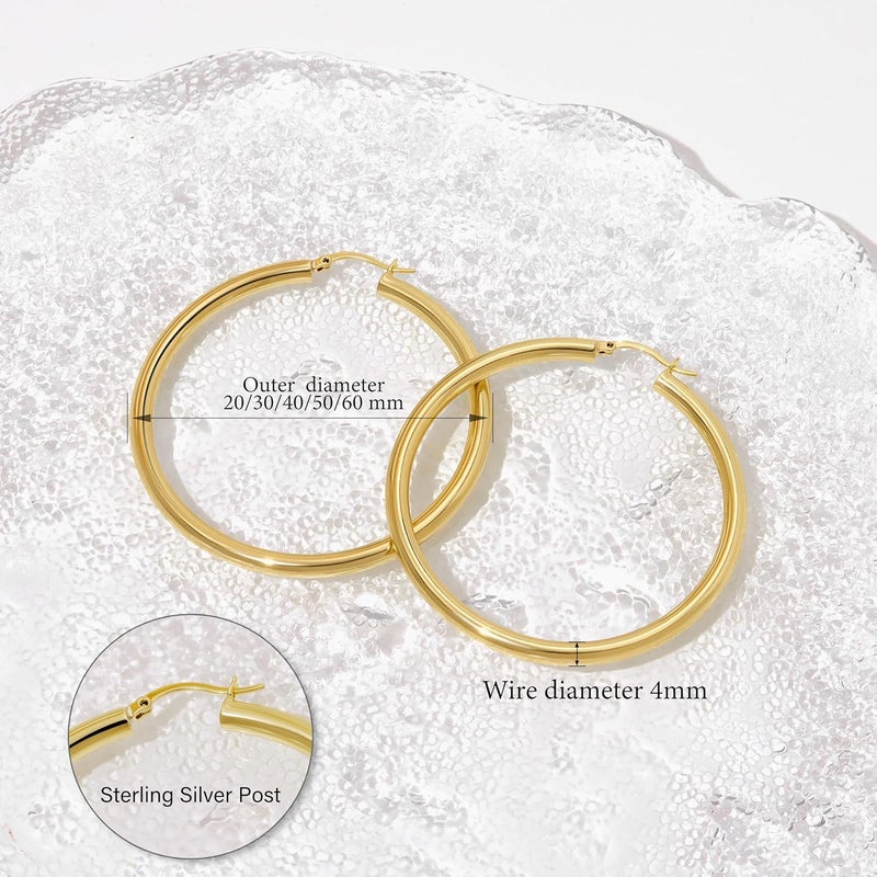 Gold Hoop Earrings: Thick Hollow Gold Hoop Earrings - Lightweight Hypoallergenic Large Hoop Earrings for Fashion Forward Trendy Jewelry Lovers - Image 4