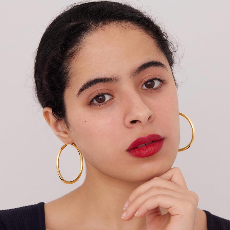 Gold Hoop Earrings: Thick Hollow Gold Hoop Earrings - Lightweight Hypoallergenic Large Hoop Earrings for Fashion Forward Trendy Jewelry Lovers - Image 3