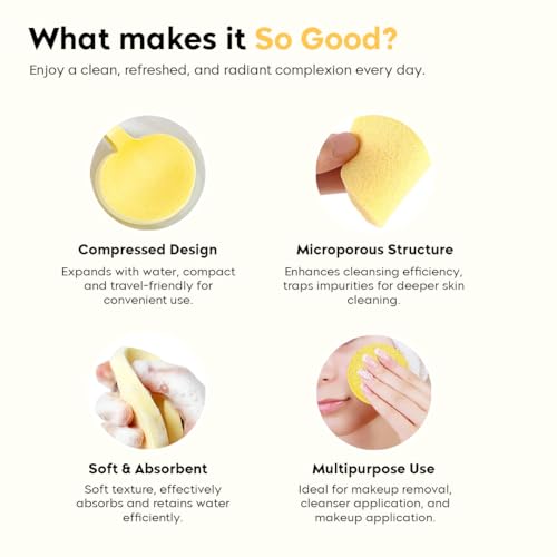 Multibrite 24Pcs Reusable Compressed Facial Sponges, Makeup Remover Pads, Face Cleansing Pads, Cosmetic Spa Sponges for Removing Dead Skin, Facial Cleansing, Gentle Exfoliating, Makeup Removal - Image 4