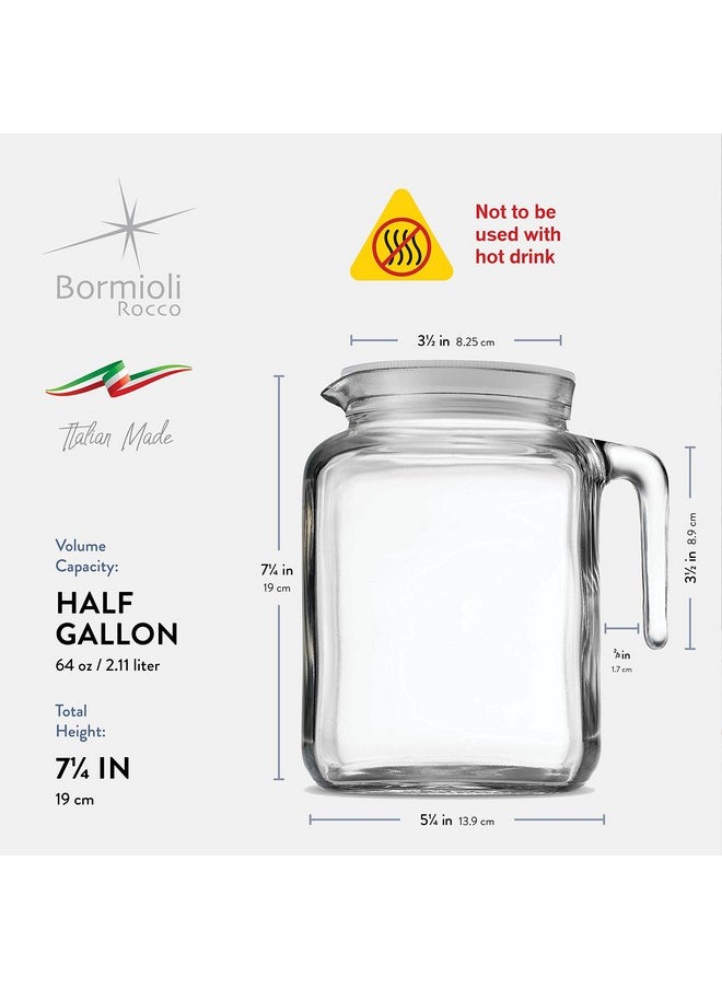 Bormioli Rocco - Bormioli Rocco Hermetic Seal Pitcher With Lid and Spout [68 Ounce] for Homemade Juice & Iced Tea or for Glass Milk Bottles, Clear - Image 1