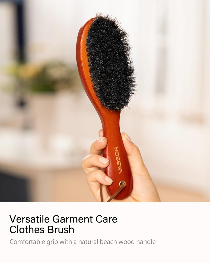 Vasson Clothes Brush  Pure Horse Bristle Garment Brush Removes Lint  Pet Hair  And Debris From Jackets  Hats  Hoods  Couch - Solid Beech Wood Handle - Image 2