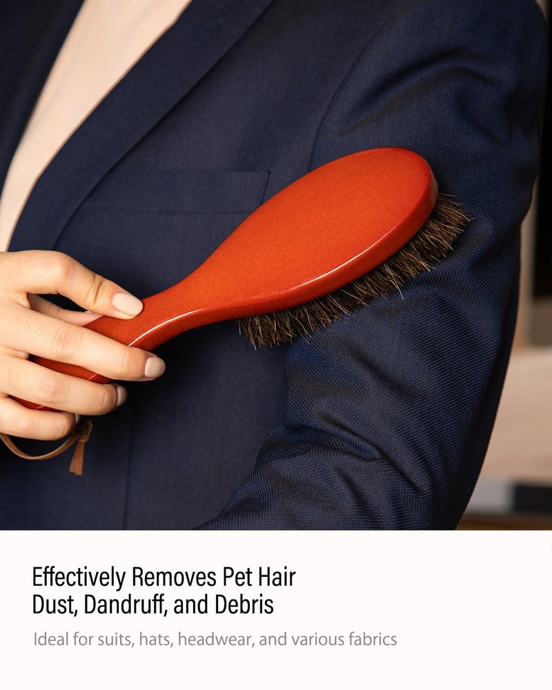 Vasson Clothes Brush  Pure Horse Bristle Garment Brush Removes Lint  Pet Hair  And Debris From Jackets  Hats  Hoods  Couch - Solid Beech Wood Handle - Image 3