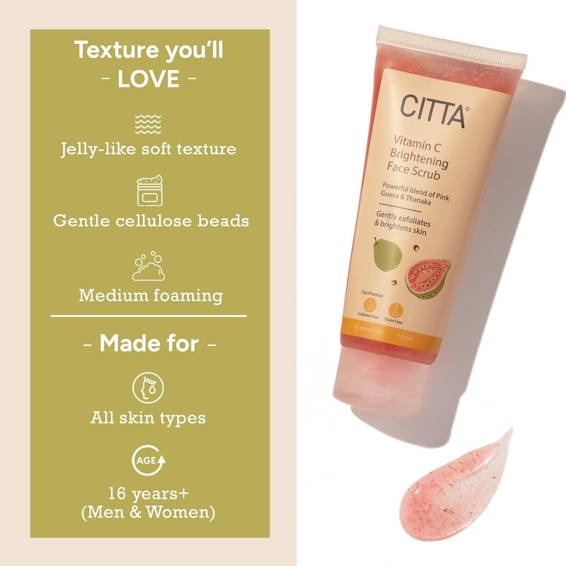 CITTA Vitamin C Brightening Face Scrub For Men Women Gently Exfoliates Detans Dull Skin Promotes Cell Turnover NonDrying NonAbrasive Formula Power Blend Of Natural Fruit Enzymes For Daily Use For All Skin Types 50 gm - Image 5