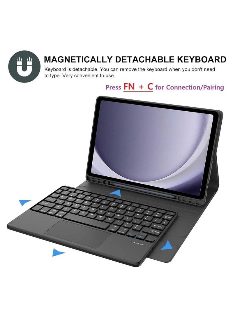 DUSALA Keyboard Case with Touchpad for Samsung Tab A11 Plus and A9 Plus 11" Builtin Pen Holder Black - Image 2