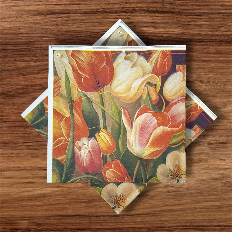 NICE Touch مناديل ورقية مطبوعة، تصميم زهور (25 سحب لكل عبوة، 75 ورقة، 33 × 33 سم)، مناديل طاولة 3 طبقات، وردي وأخضر - Image 3