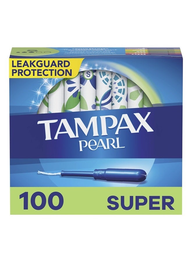 Tampax تامبونز لؤلؤة بامتصاص فائق، مع حافة مانعة للتسرب، بدون رائحة، 50 قطعة × 2 عبوات (100 قطعة إجمالاً) - Image 1