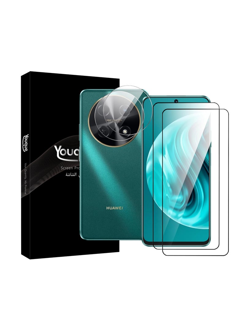 For HUAWEI Nova 12i Screen Protector Tempered Glass Full Coverage HD Anti-Scratch Bubble-Free Tempered Film with Lens Protector 4 Pack