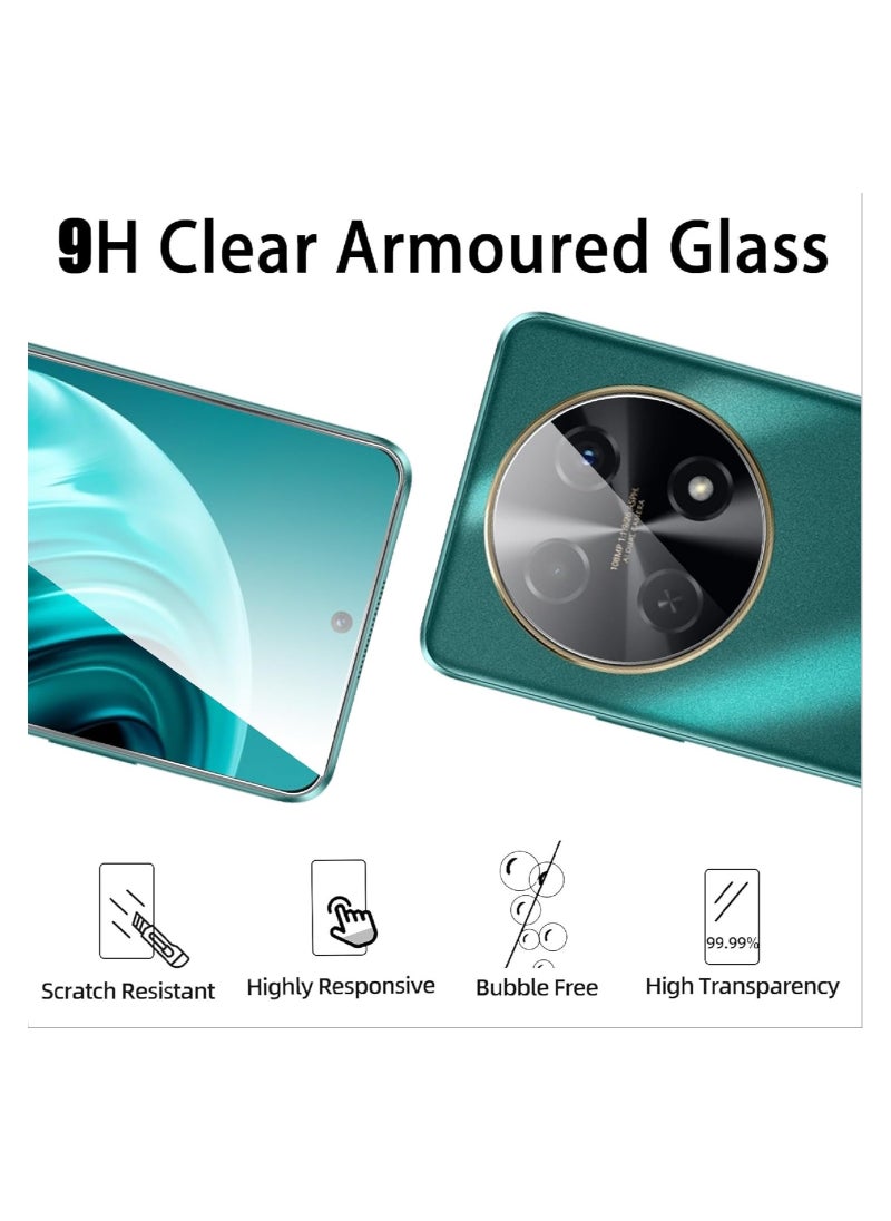 For HUAWEI Nova 12i Screen Protector Tempered Glass Full Coverage HD Anti-Scratch Bubble-Free Tempered Film with Lens Protector 4 Pack