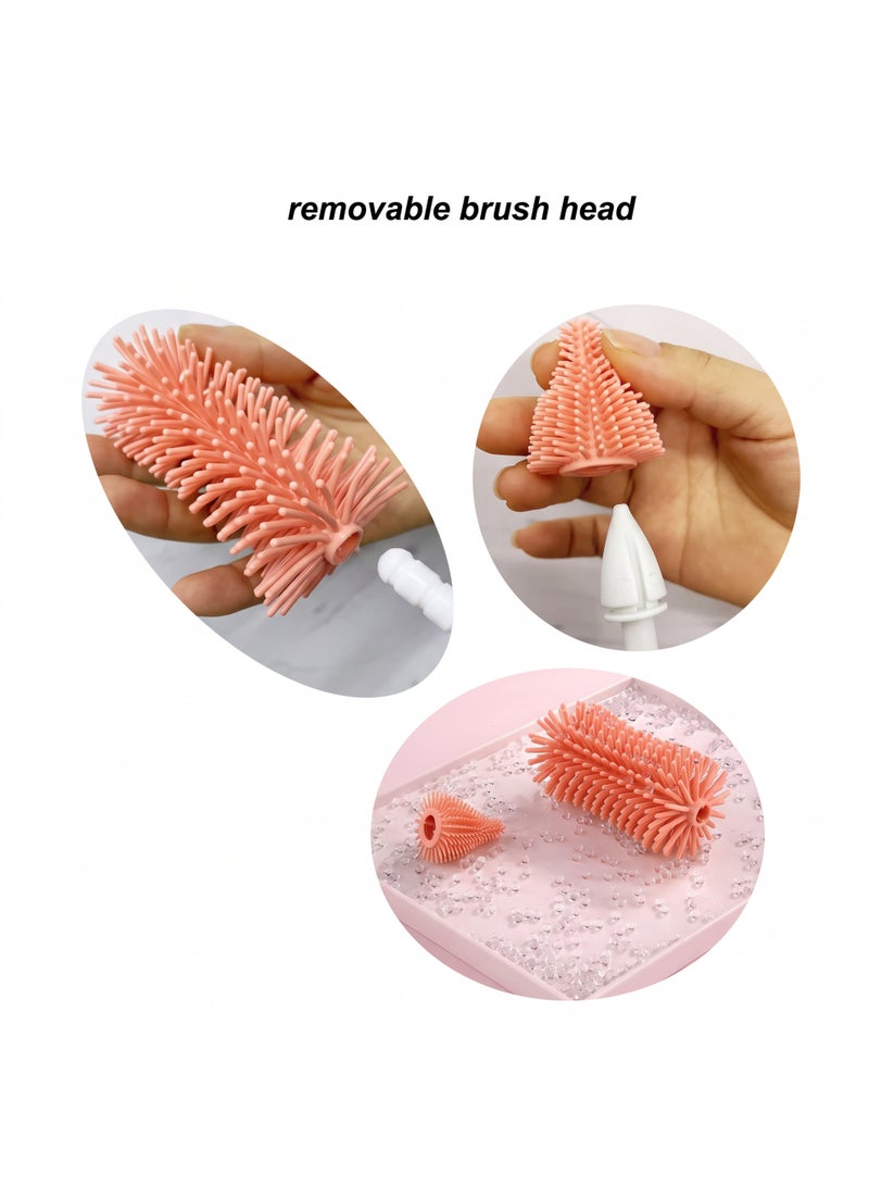 Only Baby Baby Bottle Brush Set 3 Pieces, Food-Grade Silicone Bottle Cleaning Brush with 360 Rotating Head, Teat Brush and Straw Cleaner, Removable Heads for Feeding Bottles, Nipples, Cups & Straws - Image 4