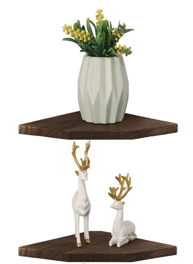 Joiishom Wood Corner Wall Shelves Set of 2, Solid Wood Corner Floating Shelves for Wall, Round End Wall Mounted Floating Corner Shelf for Bedroom, Living Room and Kitchen. (Brown-10 inch) - Image 4