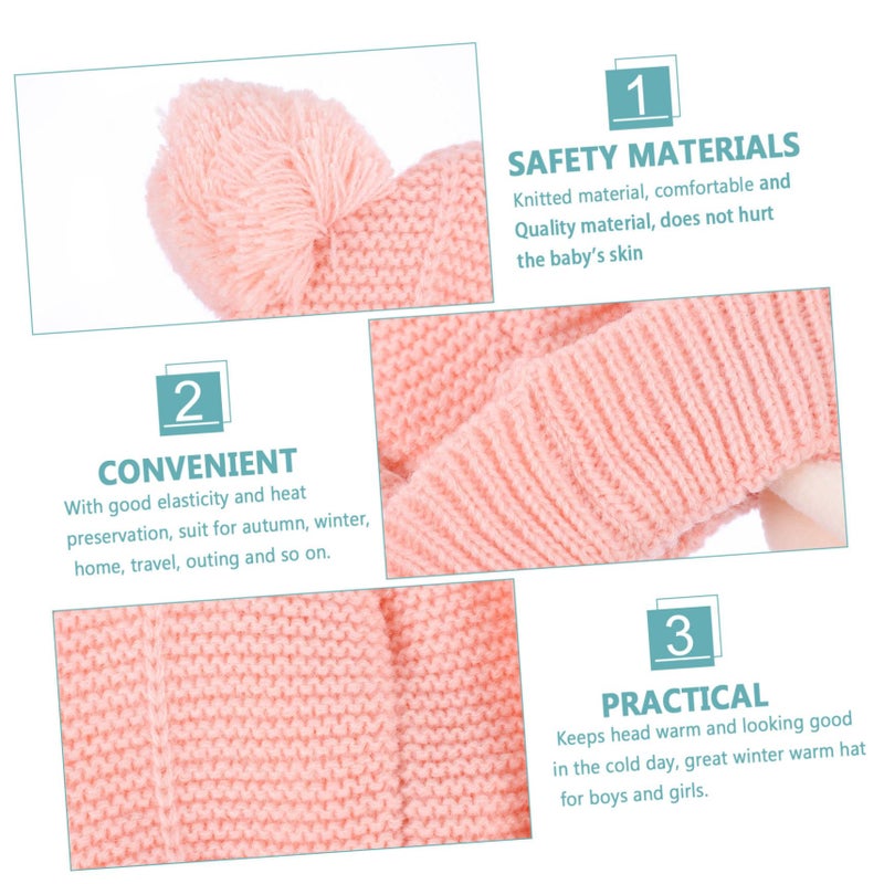 Pink Crochet Knitted Winter Hat And Gloves Set For Girls Boys Soft Touch - Image 4