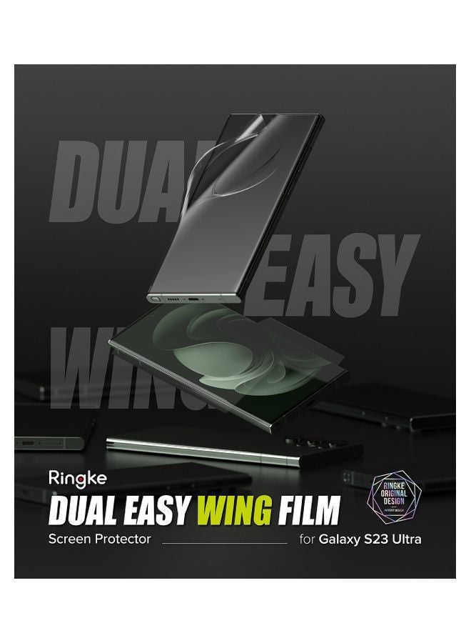 NIBEMINENT Pack Of 2 Dual Easy Wing Compatible With Samsung Galaxy S23 Ultra 5G 2023 Premium Full Cover Film Case Friendly Screen Protector Application Kit Clear  - Image 2