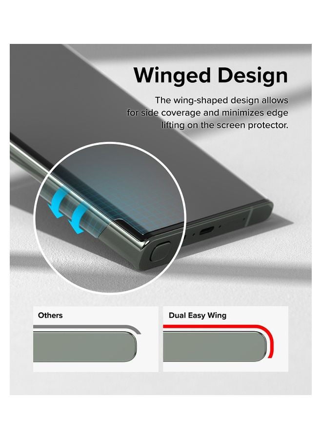 NIBEMINENT Pack Of 2 Dual Easy Wing Compatible With Samsung Galaxy S23 Ultra 5G 2023 Premium Full Cover Film Case Friendly Screen Protector Application Kit Clear  - Image 3