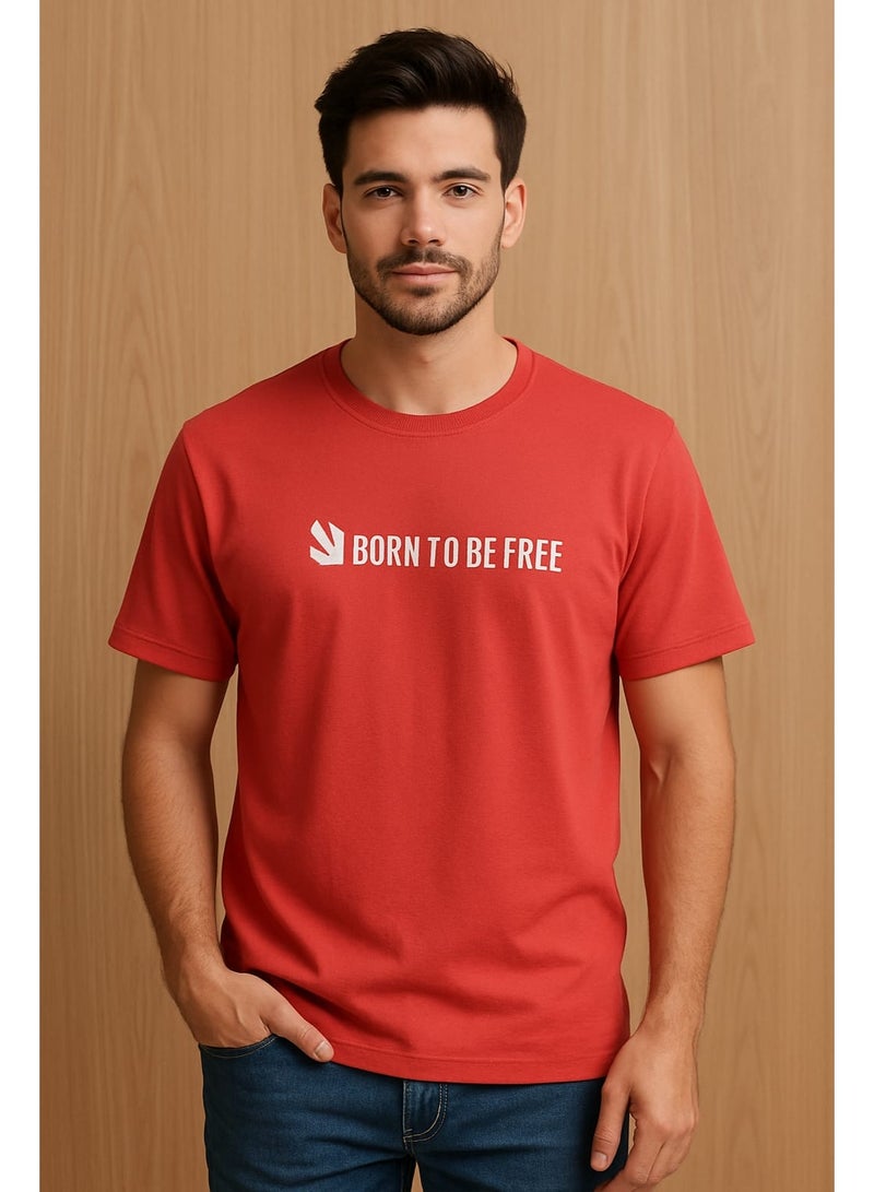 RUNWAY Men's Classic - Cotton -  T-Shirt Red - Image 1