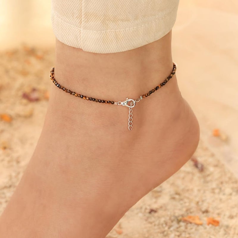 Divine Hindu Tiger’s Eye Anklet and Bracelet Set - 7mm Triple Protection Healing Crystal for Anxiety & Stress Relief - Image 4