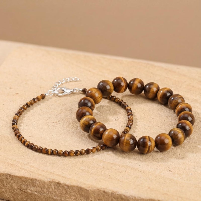 Divine Hindu Tiger’s Eye Anklet and Bracelet Set - 7mm Triple Protection Healing Crystal for Anxiety & Stress Relief - Image 5