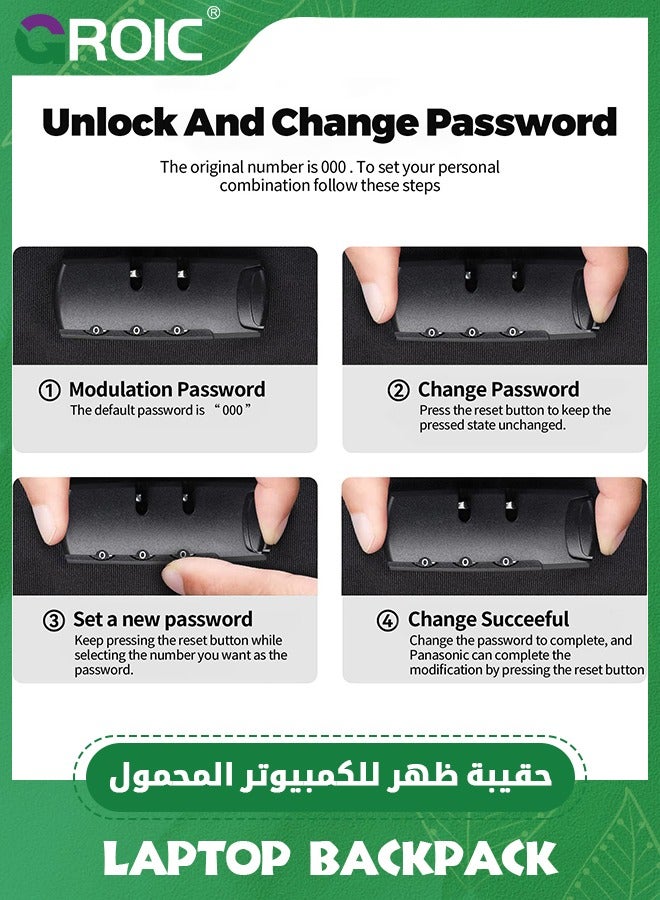 GROIC Grey Laptop Backpack for Men Expandable Smart Business Backpack with USB Charging Port Water Resistant Anti-theft Lightweight 15.6 Inch Computer Laptop Bag for Office College Commute Travel Work - Image 5