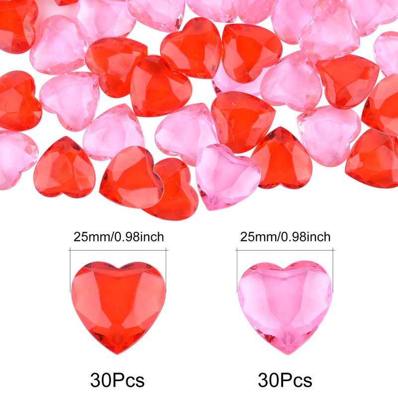 TUPARKA 60 PCS Acrylic Hearts Red Acrylic Hearts for Table Scatter,Home Decoration,Vase Fillers in Valentine's Day - Image 2