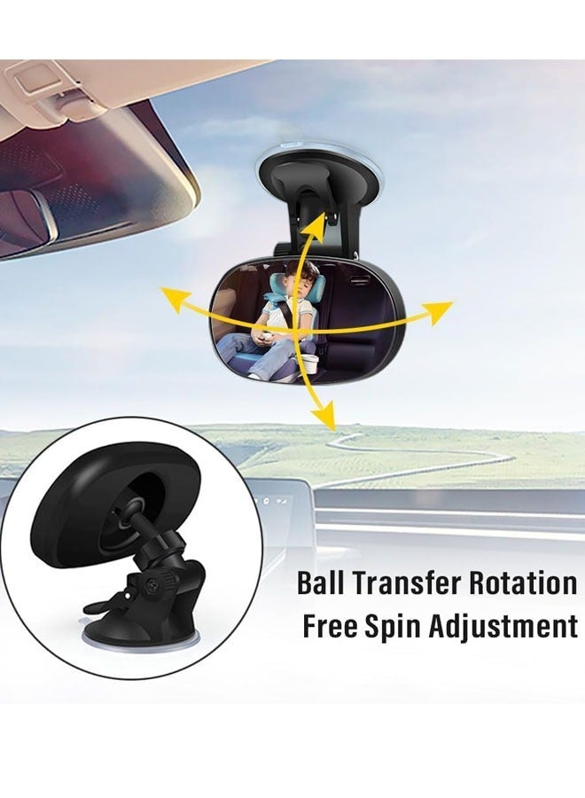 Kissy Baby Baby Car Mirror Rear Facing, Baby Car Mirror for Baby, Suction Cup HD Wide Angle Convex Mirror Car Rear View Mirror with 360° Adjustable, Essential Car Interior Accessories, Baby Mirror for Car Seat - Image 2