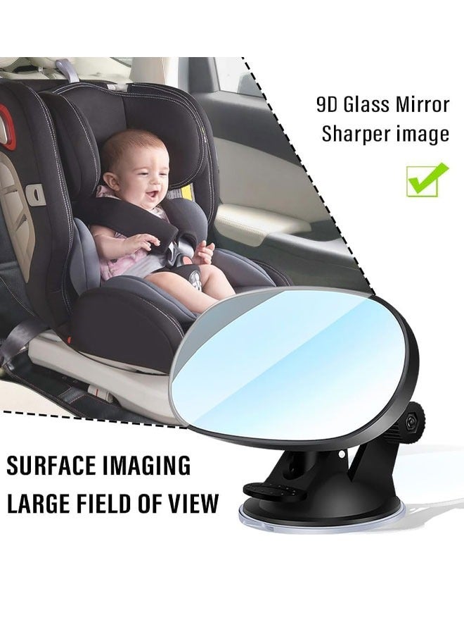Kissy Baby Baby Car Mirror Rear Facing, Baby Car Mirror for Baby, Suction Cup HD Wide Angle Convex Mirror Car Rear View Mirror with 360° Adjustable, Essential Car Interior Accessories, Baby Mirror for Car Seat - Image 1