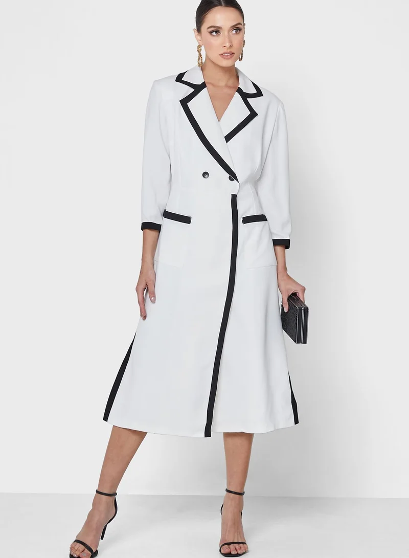 List Pocket Detail Contrast Dress