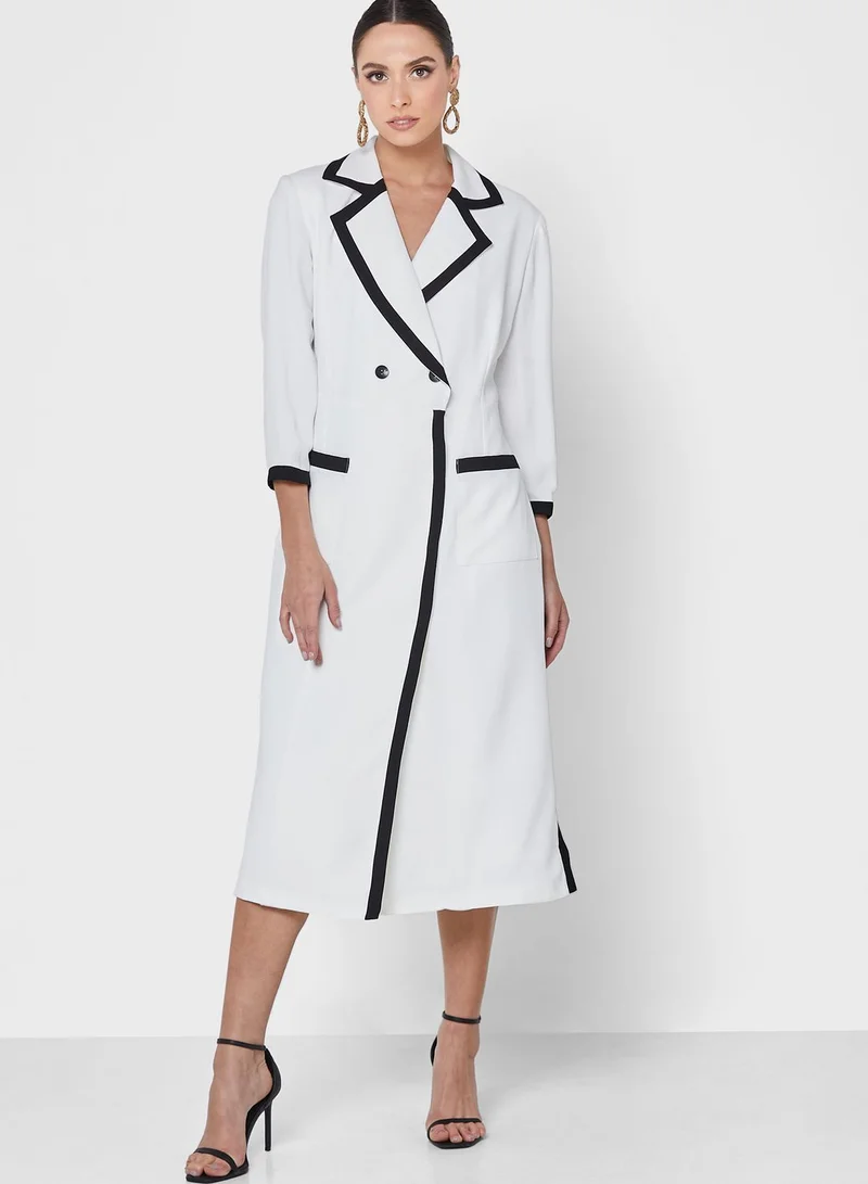 List Pocket Detail Contrast Dress