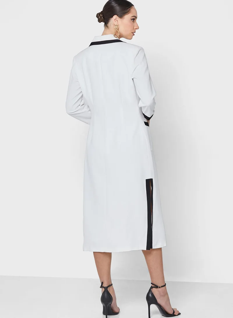 List Pocket Detail Contrast Dress
