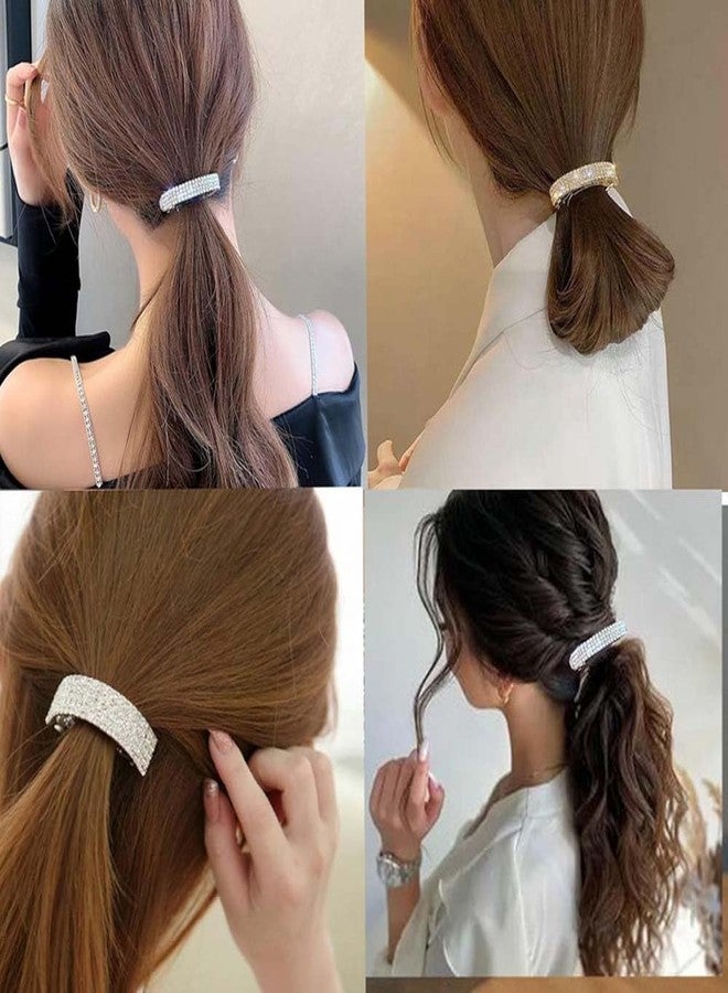 LINXI Sparkly Rhinestone Hair Clips, Crystal Ponytail Holder Side Clips Bling Metal Spring Small Hair Barrettes for Women (Silver, S) - Image 4