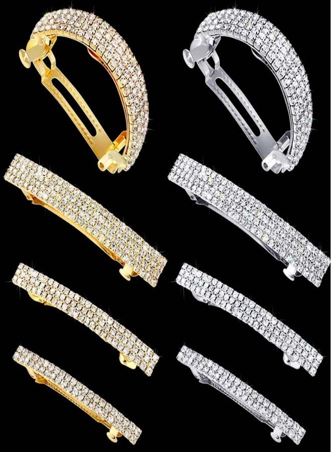 LINXI Sparkly Rhinestone Hair Clips, Crystal Ponytail Holder Side Clips Bling Metal Spring Small Hair Barrettes for Women (Silver, S) - Image 5