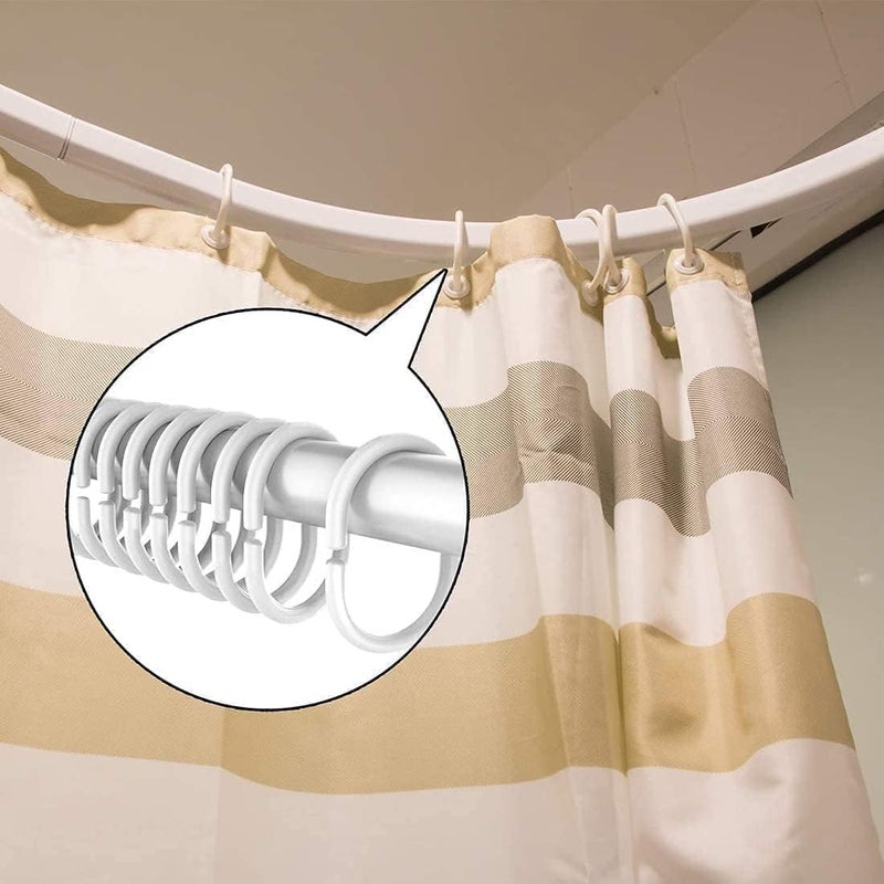 Italo 12PCS Shower Curtain Rings – Durable Plastic Hooks for Bathroom Curtains, Easy Glide, Rustproof & Lightweight – White - Image 5