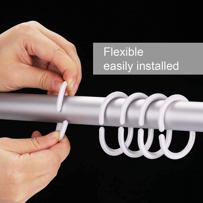 Italo 12PCS Shower Curtain Rings – Durable Plastic Hooks for Bathroom Curtains, Easy Glide, Rustproof & Lightweight – White - Image 3