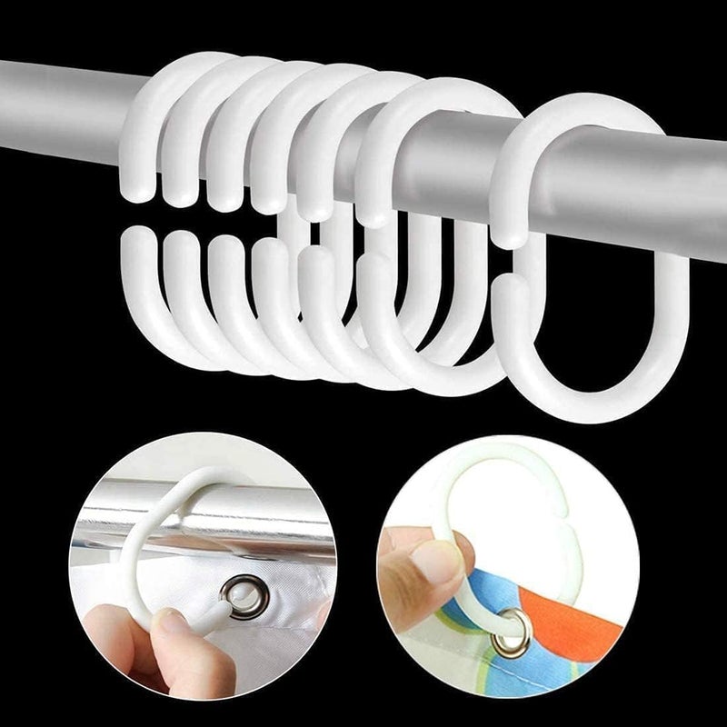 Italo 12PCS Shower Curtain Rings – Durable Plastic Hooks for Bathroom Curtains, Easy Glide, Rustproof & Lightweight – White - Image 4