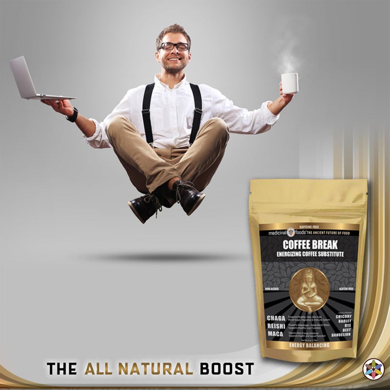 Medicinal Foods Coffee Substitute: COFFEE BREAK, Caffeine-Free Healthy Energy Drink with Superfoods, Chaga, Reishi, and Maca, Non-Acidic, Non-GMO, All-Natural, Organic, Gluten-Free (1LB) - Image 5