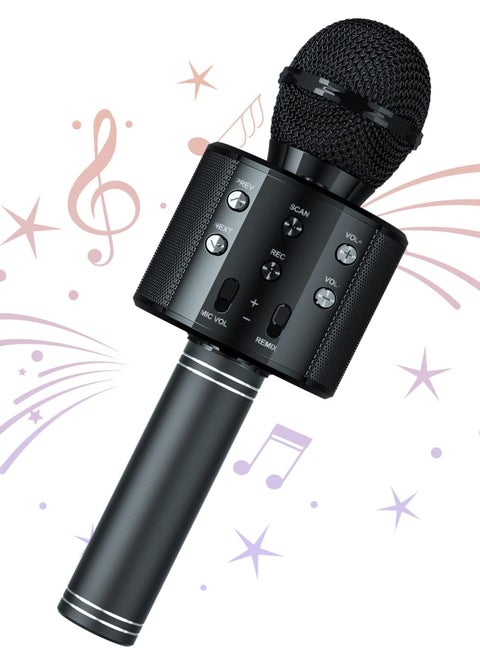 Wireless Microphone, Karaoke Bluetooth Microphone for Kids Adults, Portable Toy Karaoke Mic Speaker Machine, Home KTV Player Support Android & iOS Devices for Party Singing (Black)