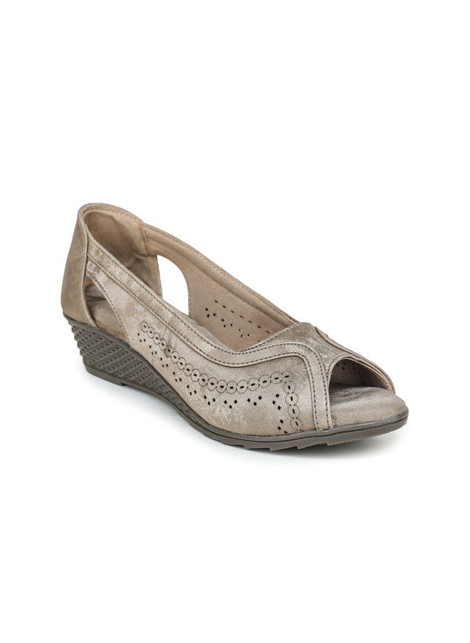 She Zone Khaki Wedge Heel Pumps for Women - Image 2