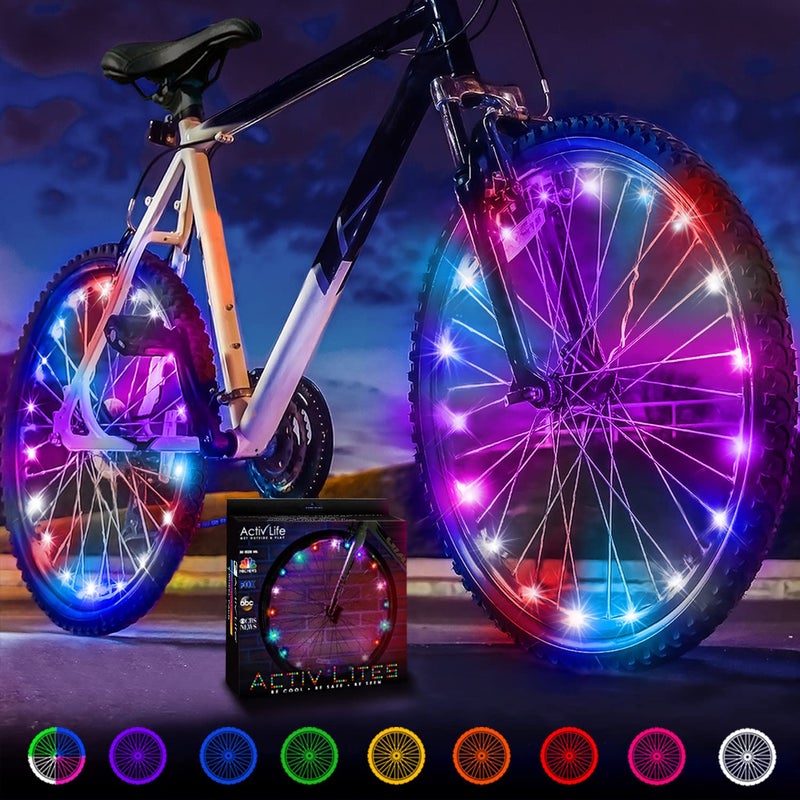 Activ Life Bike Wheel Lights (2 Tire, Galactic) Top Easter Basket Stuffers for Kids Girls Boys Teen Gifts; Best Spring Break Essentials & Beach Vacation Must Haves; Cool Family Fun Bday Presents - Image 1
