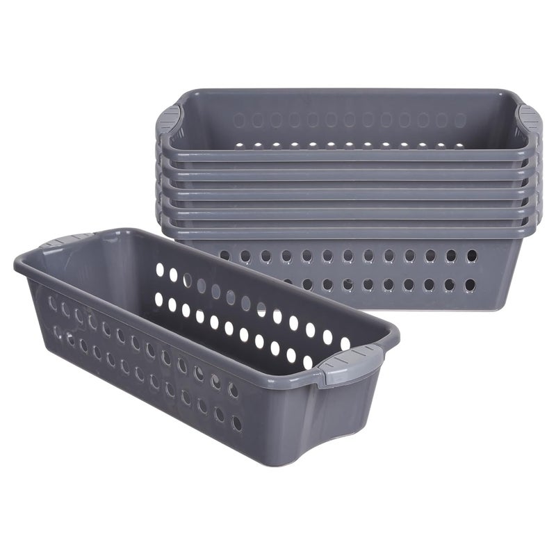 Kuber Industries Pack of 6 Storage Basket Multipurpose Cabinet Shelf Rack Storage Box for Kitchen Storage Organizer for KitchenRefrigeratorVegetablesStationery JAWA1 Small Gray - Image 1