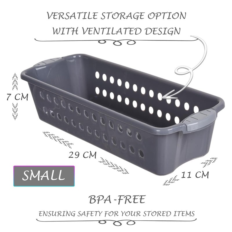 Kuber Industries Pack of 6 Storage Basket Multipurpose Cabinet Shelf Rack Storage Box for Kitchen Storage Organizer for KitchenRefrigeratorVegetablesStationery JAWA1 Small Gray - Image 3
