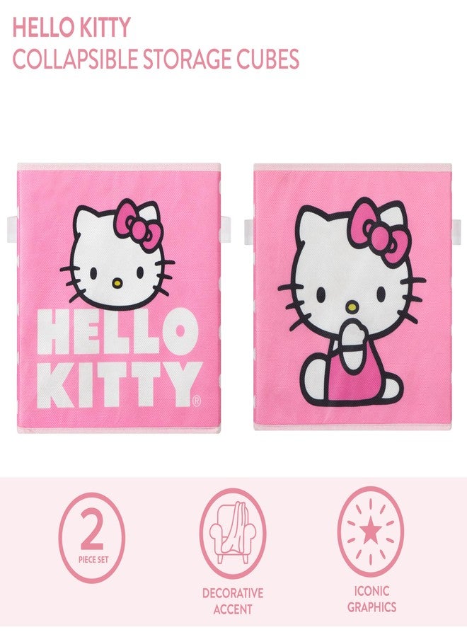 Idea Nuova Hello Kitty Set of 2 Durable Storage Cubes with Handles, 10"x10"x10" Cubes - Image 2