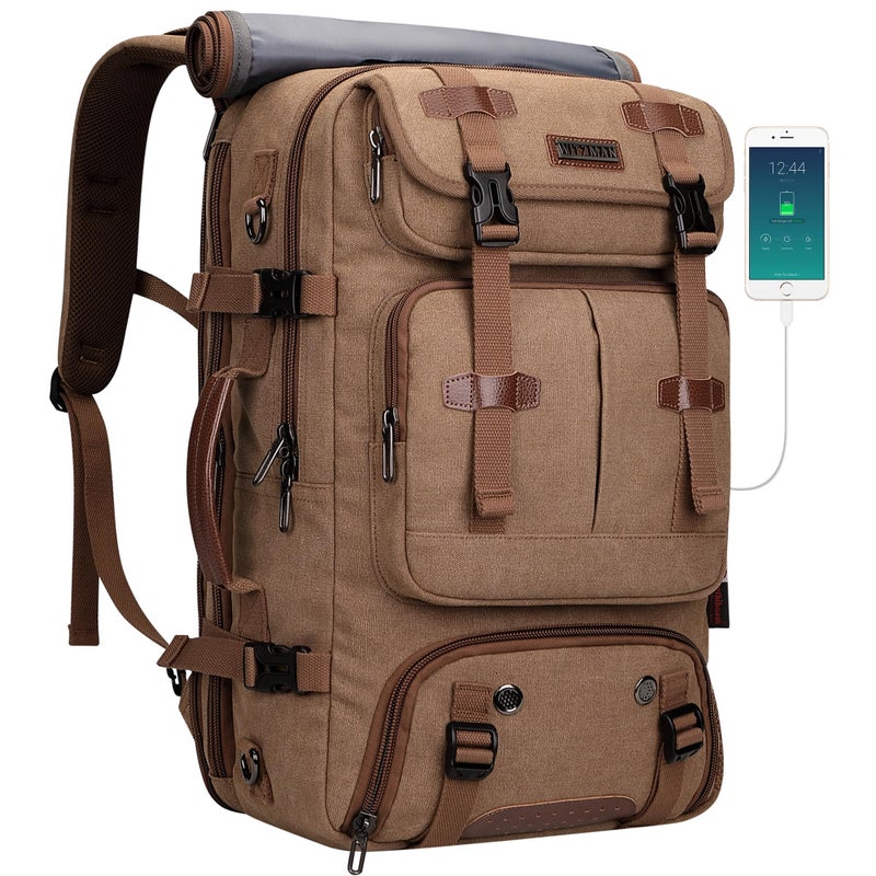 WITZMAN Travel Backpack for Men 40L Large Carry-on Airline Approved Convertible 3 in 1 laptop Bags Fit 17 inch(A8013 Brown) - Image 1