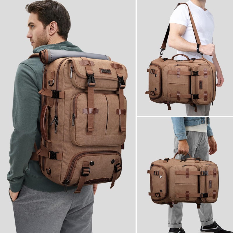 WITZMAN Travel Backpack for Men 40L Large Carry-on Airline Approved Convertible 3 in 1 laptop Bags Fit 17 inch(A8013 Brown) - Image 2