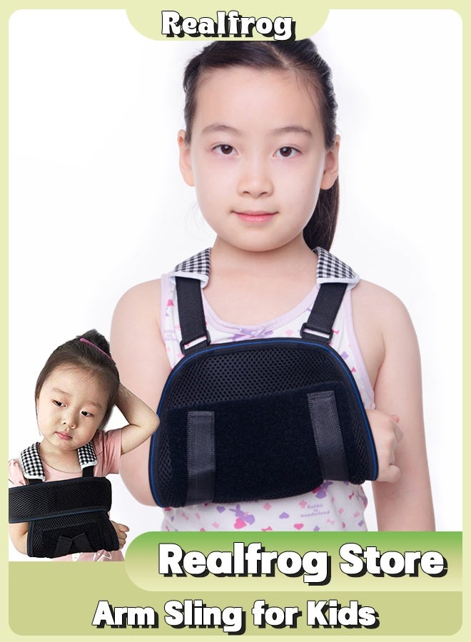 Realfrog Arm Sling for Kids, Children's Breathable Wrist Dislocation Protection Bracket, Padded Children Arm Support Sling Shoulder Immobilizer for Broken Elbow - Image 1