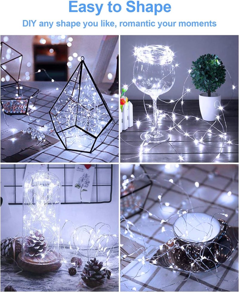 HOBAYS 20 Pack Fairy Lights Battery Operated 3.3ft 20 LED Mini String Twinkle Copper Wire Firefly Starry for Mason Jars Wedding Party Christmas Centerpiece Table Decorations, Cool White - Image 5
