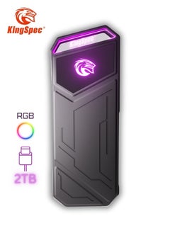 كينجس بيك Z5 2 تيرابايت SSD خارجي محمول مع ضوء RGB - ما يصل إلى 2100 ميجابايت/ثانية، حافظة من سبائك الزنك، واجهة USB 3.2 Gen2x2، محركات الأقراص الصلبة ذات الحالة الصلبة القصوى، متوافقة مع الهاتف المحمول/PS5/الكمبيوتر المحمول/التلفزيون/الكمبيوتر الشخصي  - Image 1